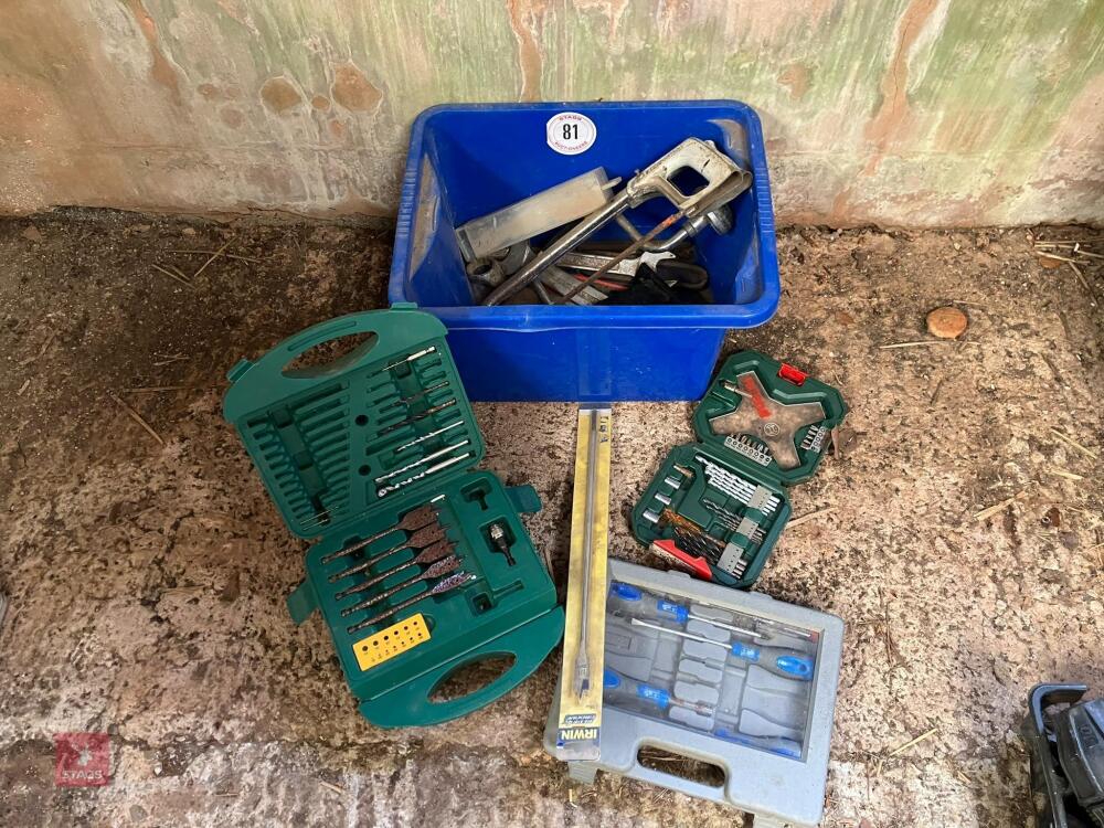 TOOLS, DRILL BITS, SPANNERS ETC