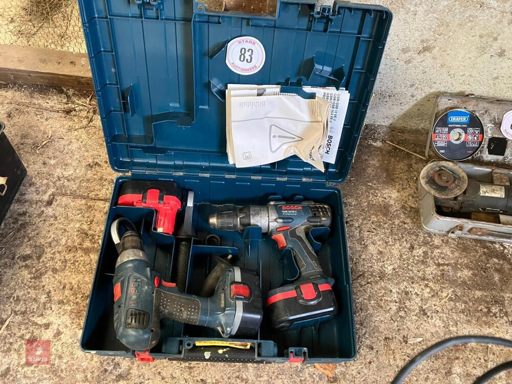 BOSCH DRILLS & 3 BATTERIES