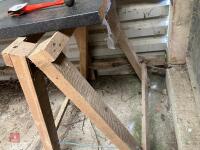 KITCHEN WORK TOP & 2 WOODEN TRESSLES - 7