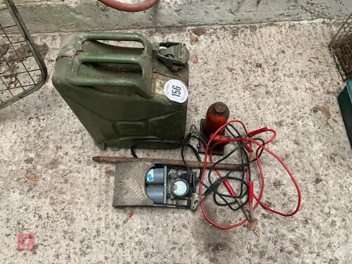 JERRY CAN, FOOT PUMP AND BOTTLE JACK