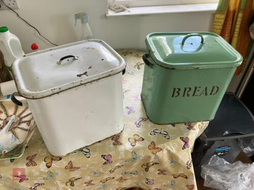 2 VINTAGE METAL BREAD BINS