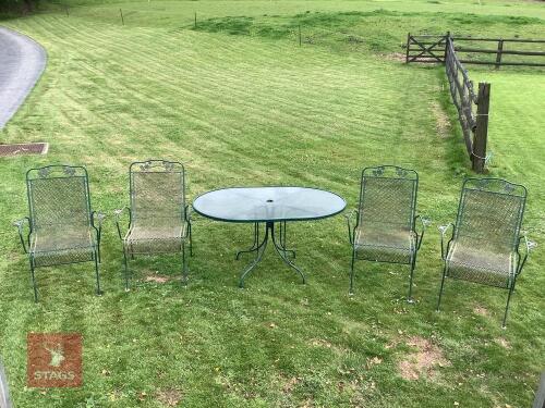METAL GARDEN CHAIRS & TABLE