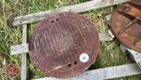 2 CAST IRON CIRCULAR MANHOLE LIDS - 4