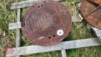 2 CAST IRON CIRCULAR MANHOLE LIDS - 5