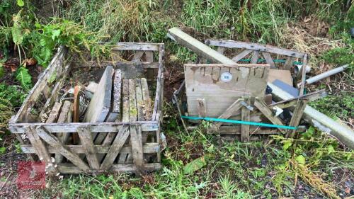 2 WOODEN BASKETS OF PAVING & PATIO SLABS