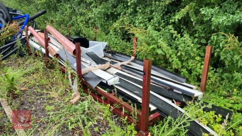 METAL STILLAGE AND PLASTIC GUTTERING ETC