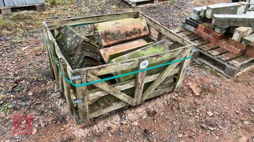 WOODEN CRATE OF CLAY RIDGE ROOF TILES