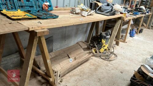 4 X 107'' WOODEN PLANKS ON 2 TRESSELS