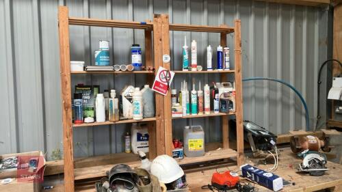 2 WOODEN SHELVING UNITS & CONTENTS