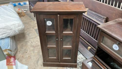 WOODEN GLASS FRONTED & SIDES CABINET