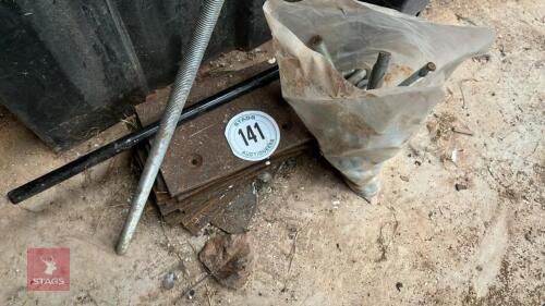 QTY OF METAL PLATES, THREADED BAR & BOLTS