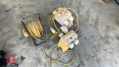 3 X 110V EXTENSION LEADS, ETC
