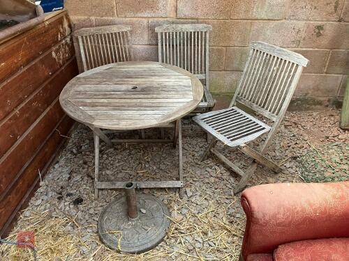 WOODEN TABLE AND 3 CHAIRS