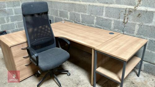 CORNER OFFICE DESK & CHAIR (4)