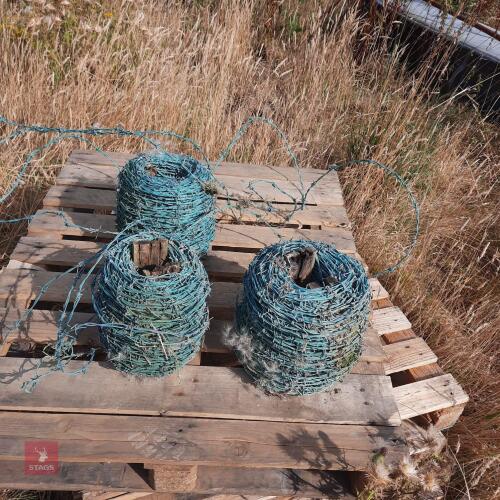3 ROLLS OF BARBED WIRE