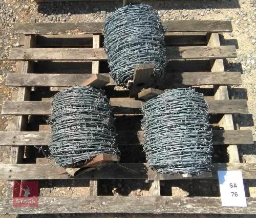 3 X 200M ROLLS OF BARBED WIRE