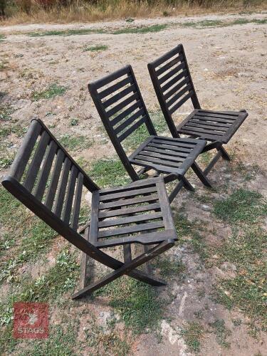 3 X FOLDING WOODEN CHAIRS