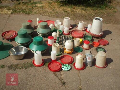 JOB LOT OF POULTRY FEEDERS, DRINKERS ETC