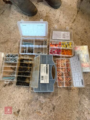 QTY OF NUTS, BOLTS, WASHERS & CONNECTORS