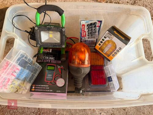BOX OF LIGHTS ELECTRICAL SPARES ETC