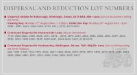 DISPERSAL & REDUCTION LOT NUMBERS