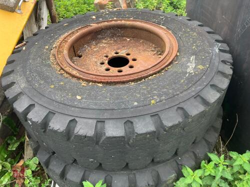 PAIR OF REAR SOLID TYRES AND WHEELS