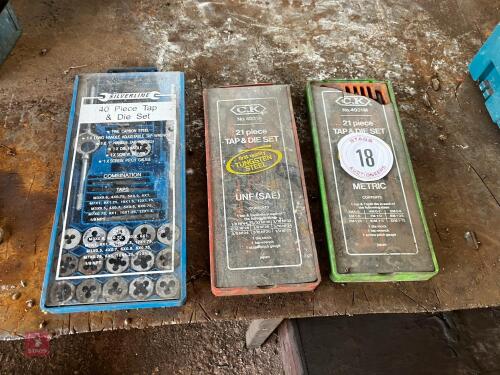 3 TAP AND DIE SETS (18)