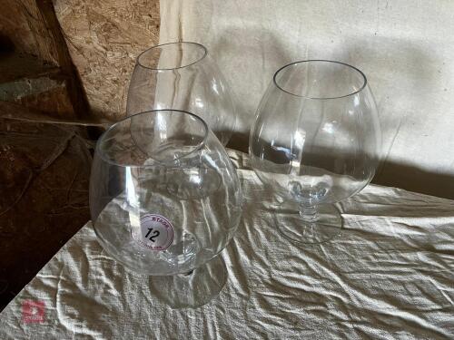 3 DECORATIVE LARGE BRANDY GLASSES (12)