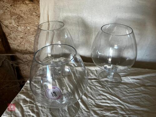 3 DECORATIVE LARGE BRANDY GLASSES (13)