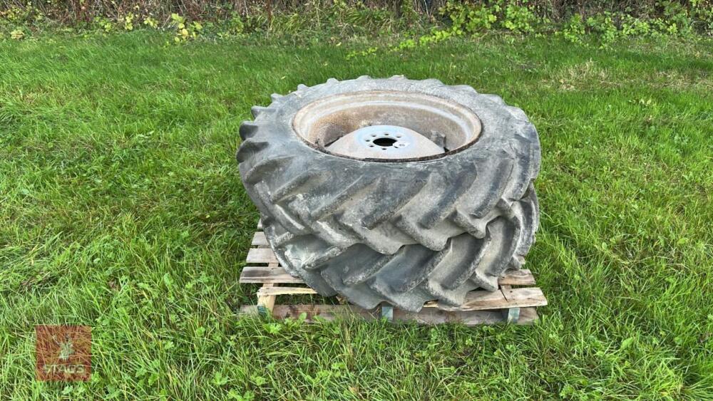 PAIR OF 12.4 11-28 TRACTOR WHEELS &TYRES