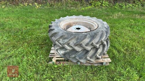 PAIR OF 12.4 11-28 TRACTOR WHEELS &TYRES