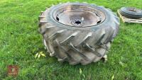 PAIR OF 12.4 11-32 TRACTOR WHEELS &TYRES - 11