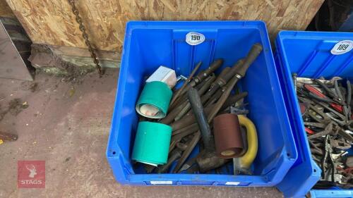 BOX OF FILES & SAND PAPER, ETC