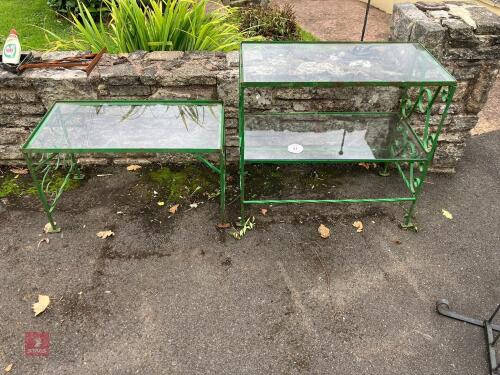 2 WROUGHT IRON GARDEN TABLES