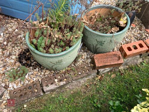 TWO CLAY PLANTERS