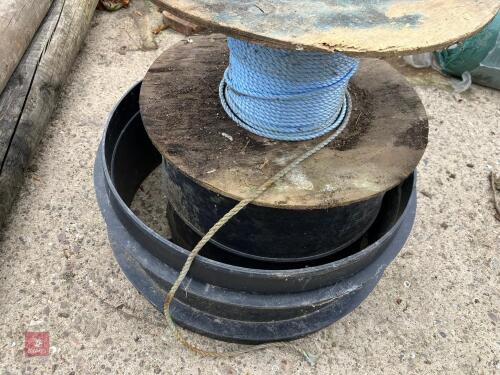 2 MANHOLE RISERS AND ROPE
