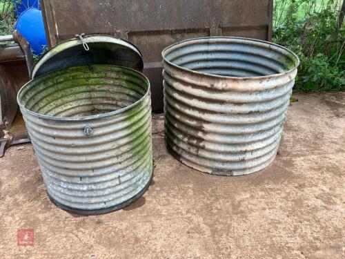 2 GALVANISED STORAGE DRUMS