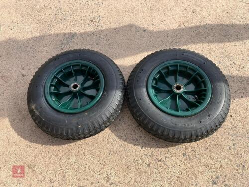 PAIR OF 4-80/4.00-8 WHEELS & TYRES
