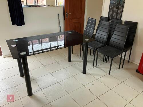 GLASS KITCHEN TABLE & CHAIRS (7)