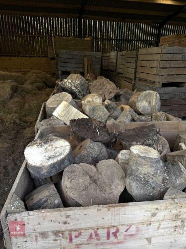 WOODEN POTATO BOX OF UNSPLIT FIREWOOD