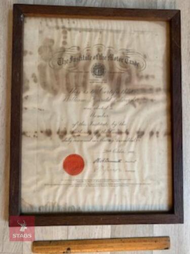 AUTOMOBILIA MOTOR ENGINEER CERTIFICATE