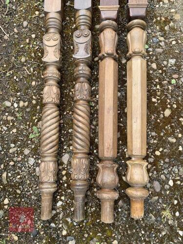 4 MAHOGANY CARVED SHIP POSTS (S/R)