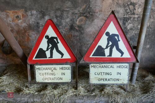 2 X HEDGE TRIMMING WARNING SIGNS