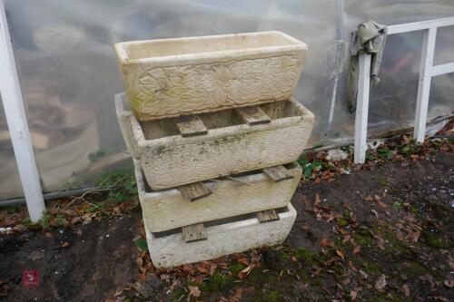 7 X FLORAL TROUGH PLANTERS