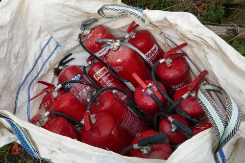 DUMPY BAG OF 16 FIRE EXTINGUISHERS