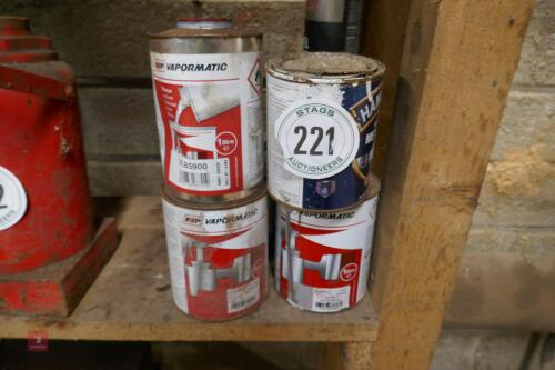 CANS OF PAINT THINNER AND PAINT