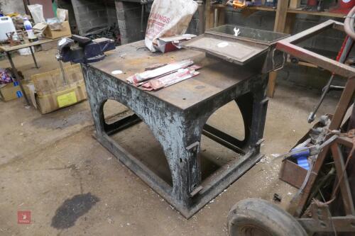 LARGE VERY HEAVY METAL WORK BENCH
