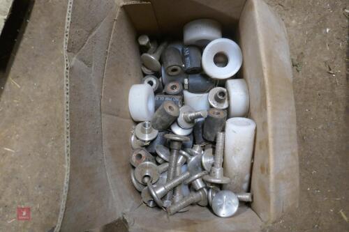 BOX OF PLASTIC BUSHES & BOLTS ETC