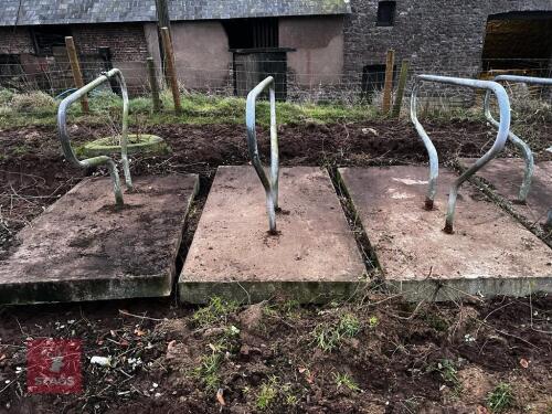 3 CUBICLE DIVIDERS ON CONCRETE PADS