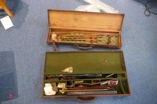 2 LEATHER GUN CASES AND GUN CLEANING SET